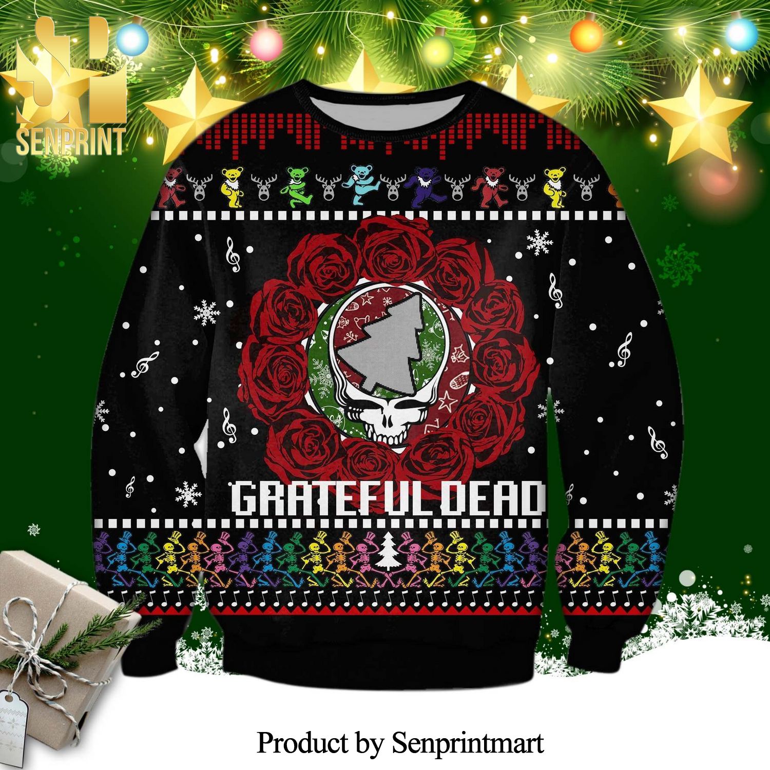 Grateful Dead Logo Knitted Ugly Christmas Sweater