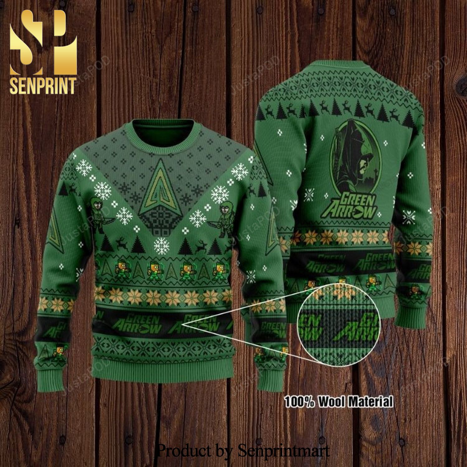 Green Arrow Dc Comics Knitted Ugly Christmas Sweater