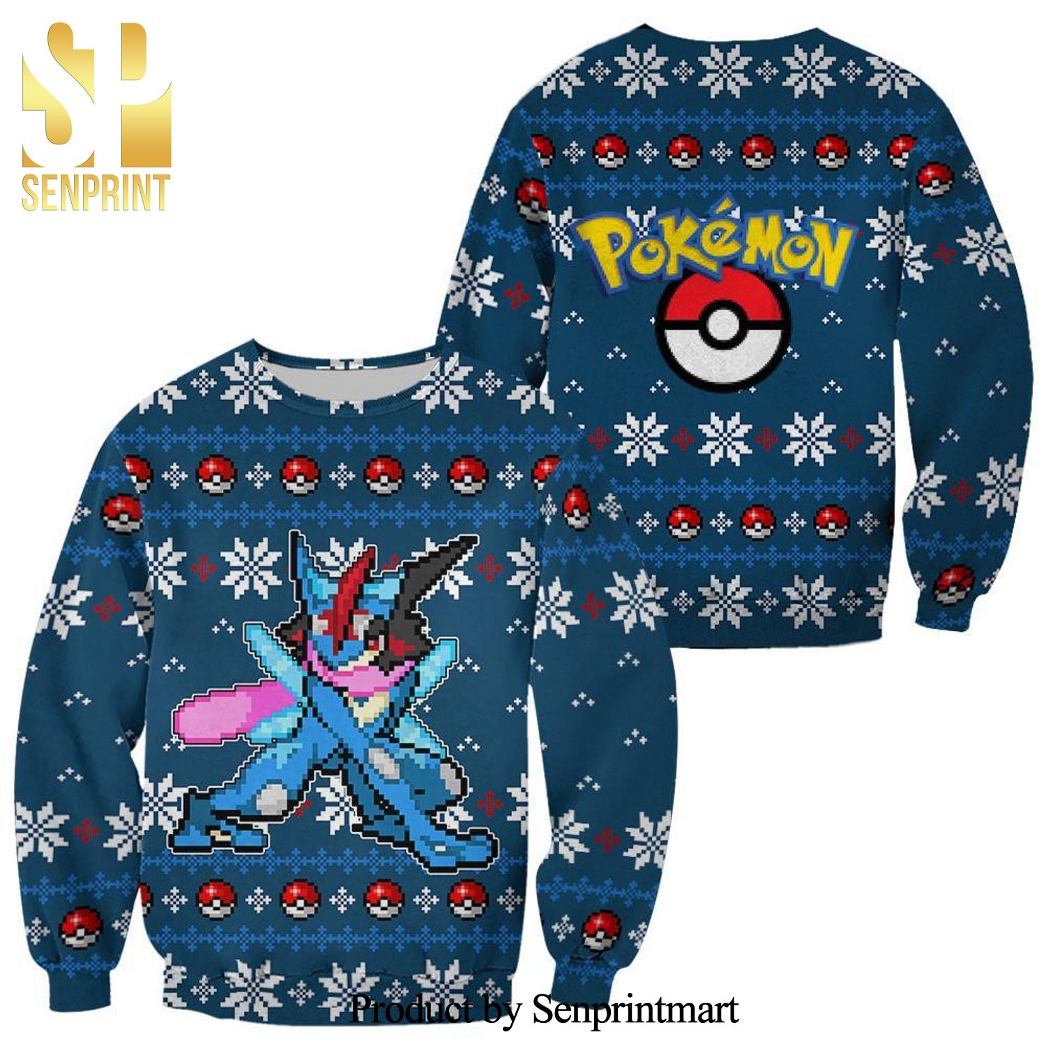 Greninja Pokemon Manga Anime Knitted Ugly Christmas Sweater