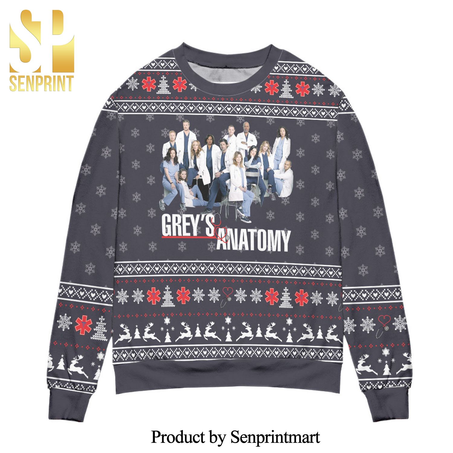 Grey’s Anatomy Characters Snowflake Pattern Knitted Ugly Christmas Sweater