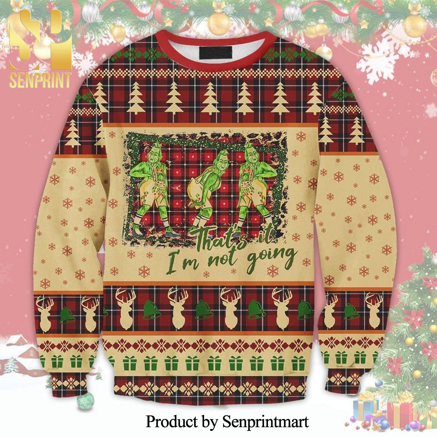 Grinch Stole Christmas That’s It I’m not Going Knitted Ugly Christmas Sweater