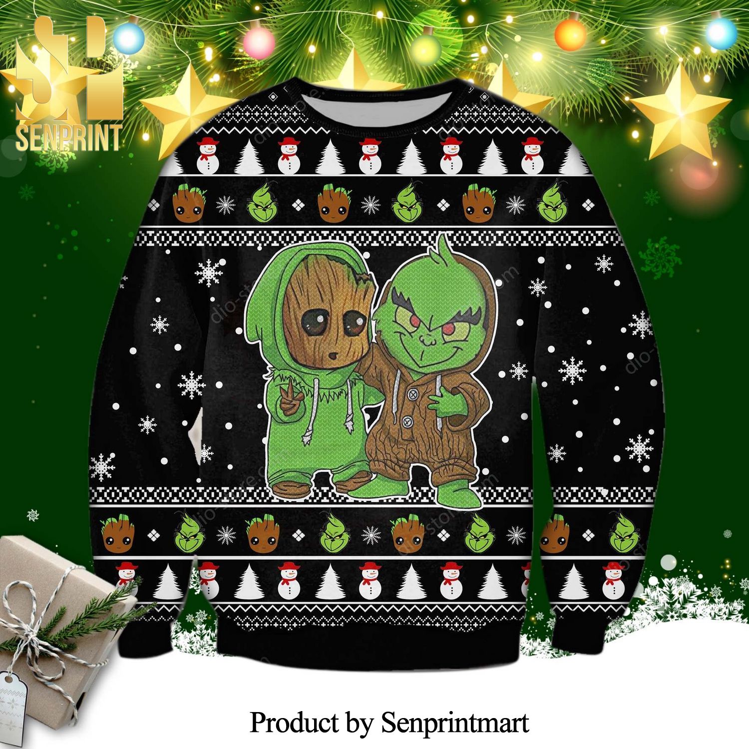 Groot And Grinch Funny Knitted Ugly Christmas Sweater