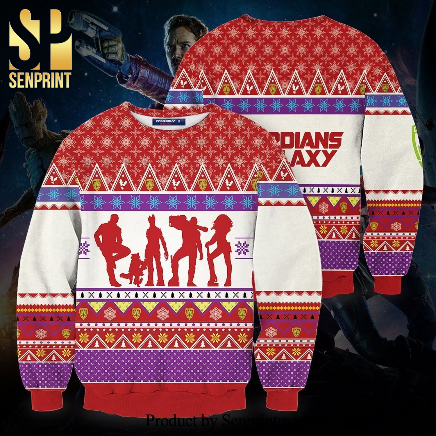 Guardians Of The Galaxy Silhouette Knitted Ugly Christmas Sweater