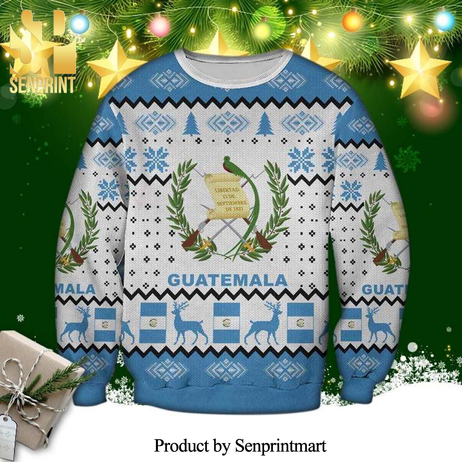 Guatemala Coat Of Arms Knitted Ugly Christmas Sweater