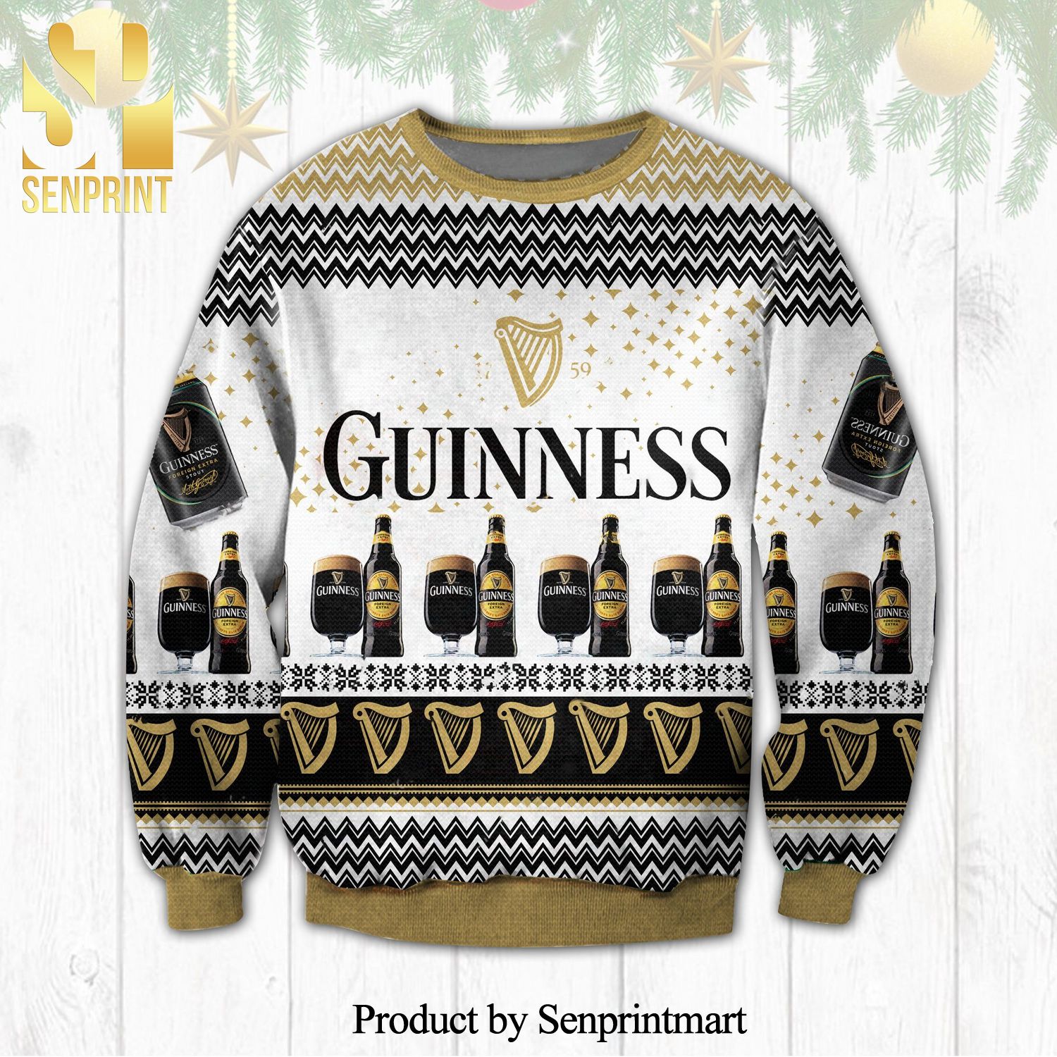 Guinness Beer 1759 Knitted Ugly Christmas Sweater