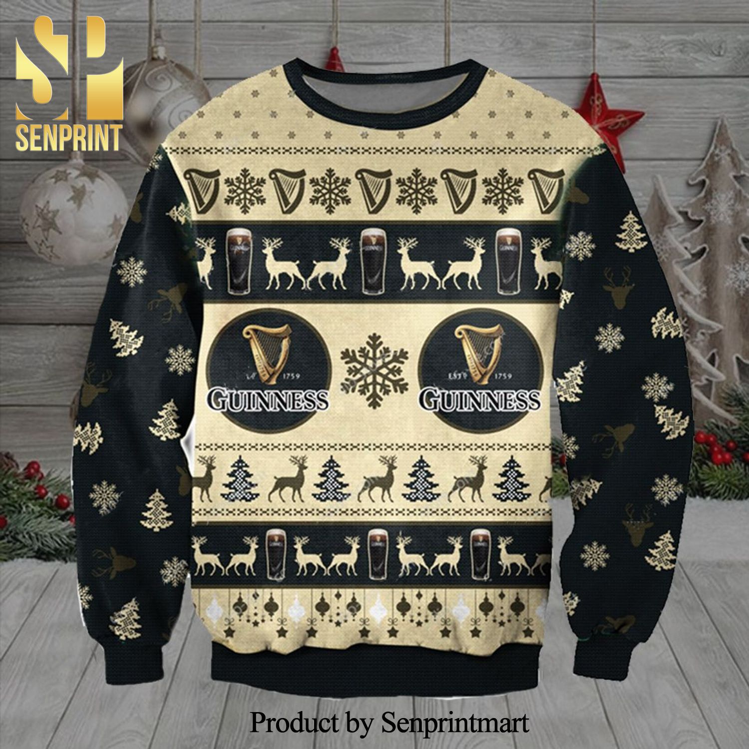 Guinness Beer Knitted Ugly Christmas Sweater