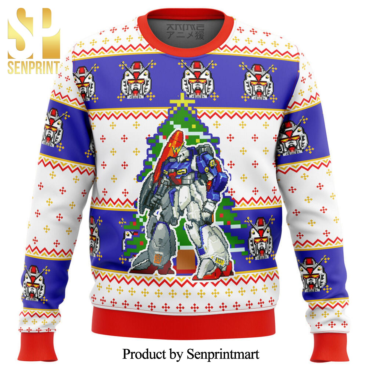 Gundam Xmas Tree Manga Anime Knitted Ugly Christmas Sweater