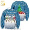 Hacker-Pschorr Brewery Pine Tree Pattern Knitted Ugly Christmas Sweater – Blue White