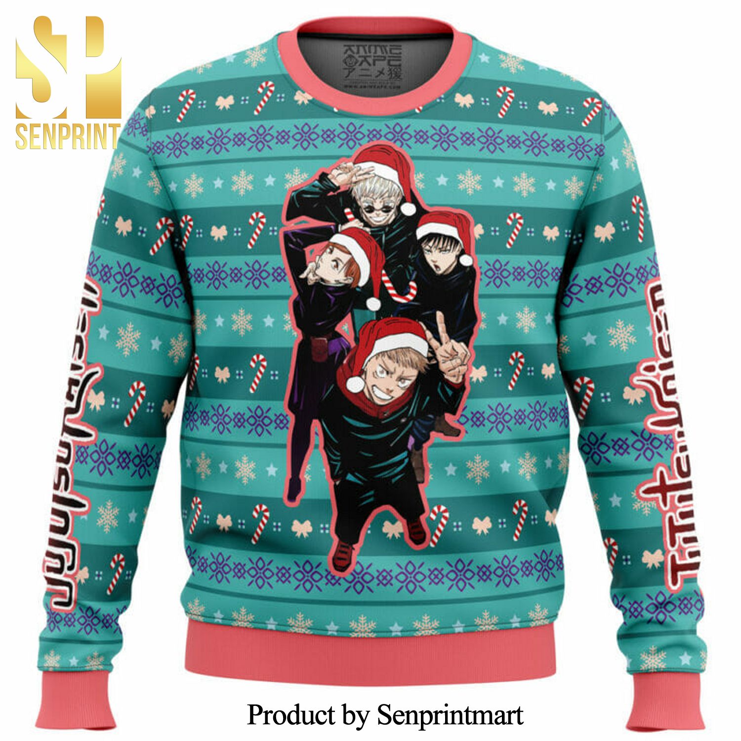 Happy Dub Cast Jujutsu Kaisen Manga Anime Knitted Ugly Christmas Sweater