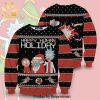 Happy Santa Striped Pattern Knitted Ugly Christmas Sweater