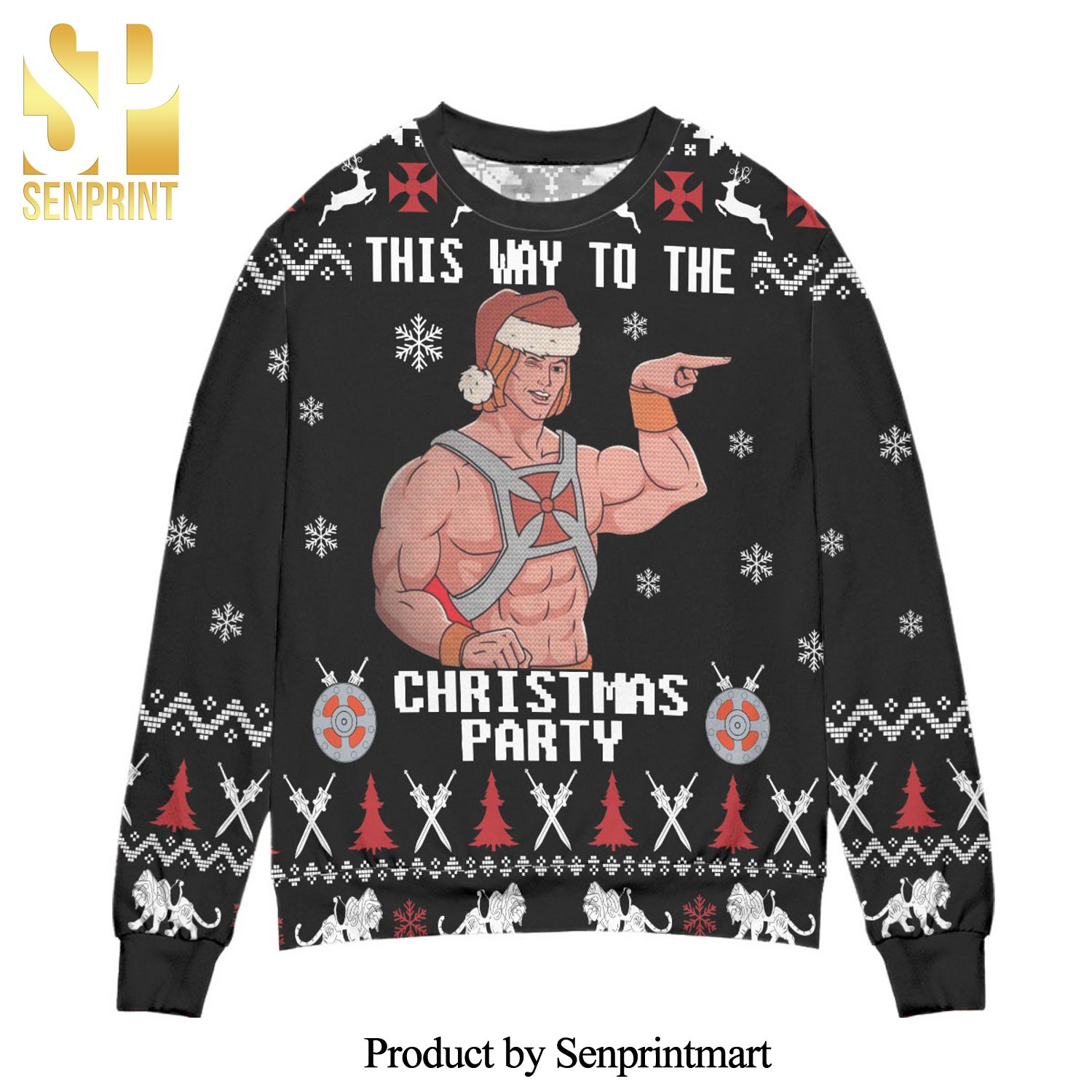 He-Man And The Masters This Way To The Christmas Party Knitted Ugly Christmas Sweater