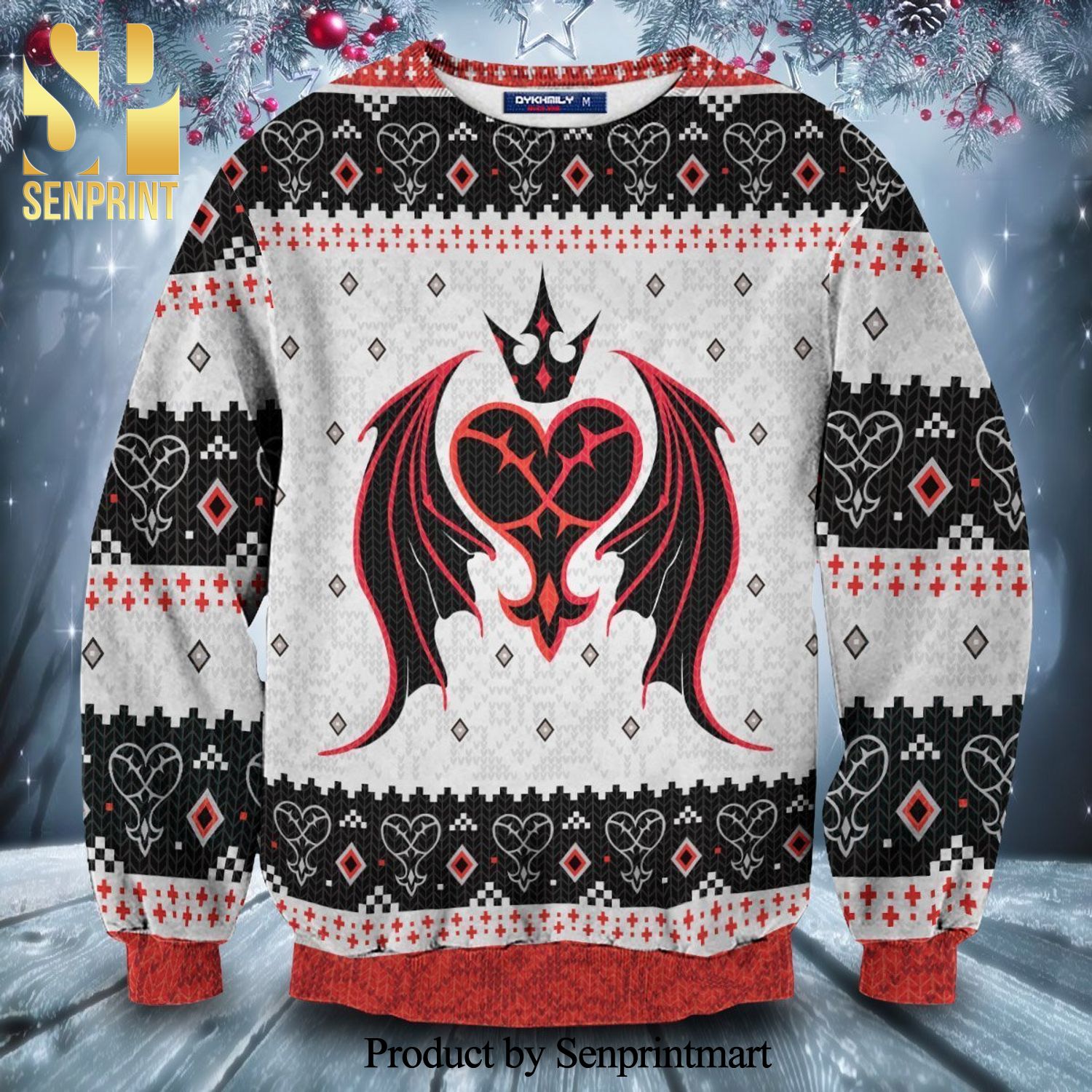 Heartless Kingdom Hearts Disney Knitted Ugly Christmas Sweater