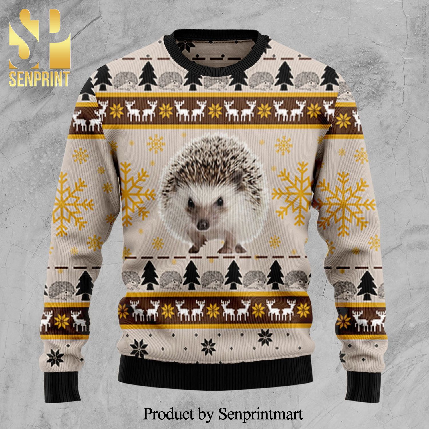 Hedgehog Cute Knitted Ugly Christmas Sweater