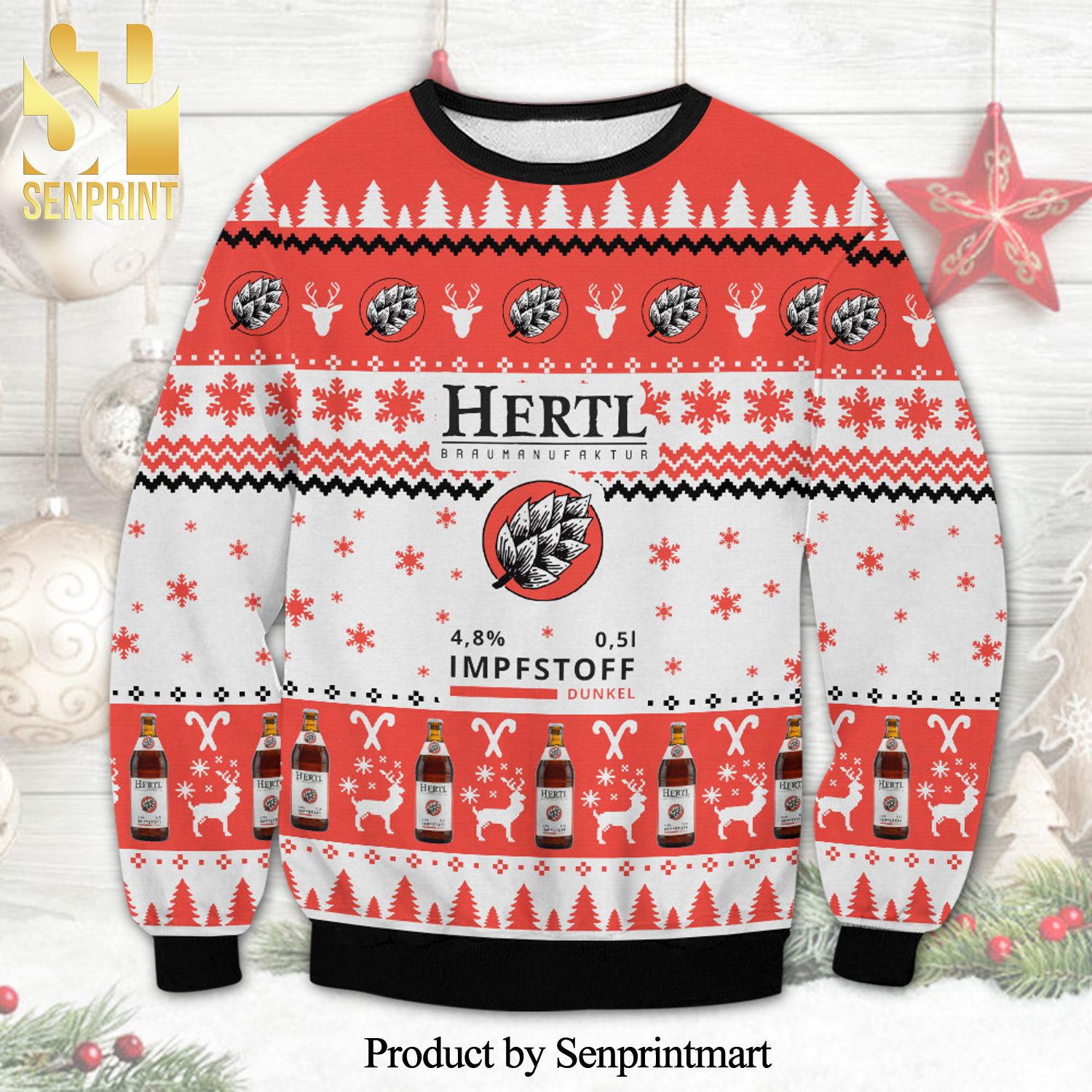 Hertl Brewery Knitted Ugly Christmas Sweater