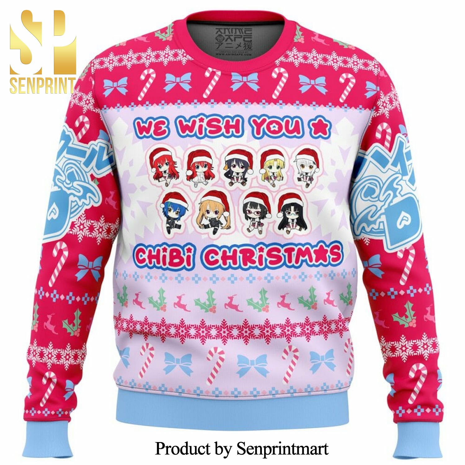 High School Dxd Chibi Girls Manga Anime Knitted Ugly Christmas Sweater