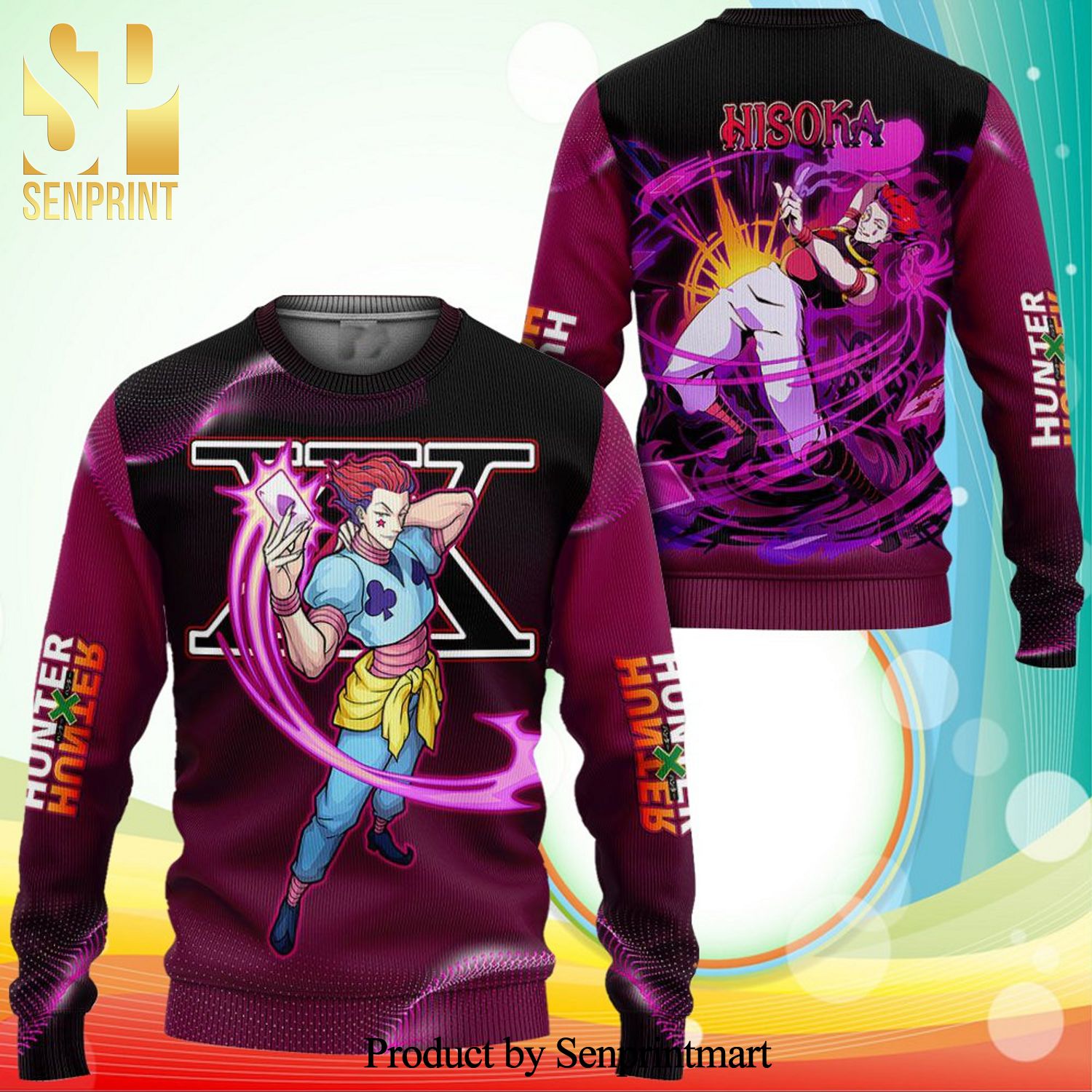 Hisoka Bungee Gum Anime Hunter X Hunter Knitted Ugly Christmas Sweater