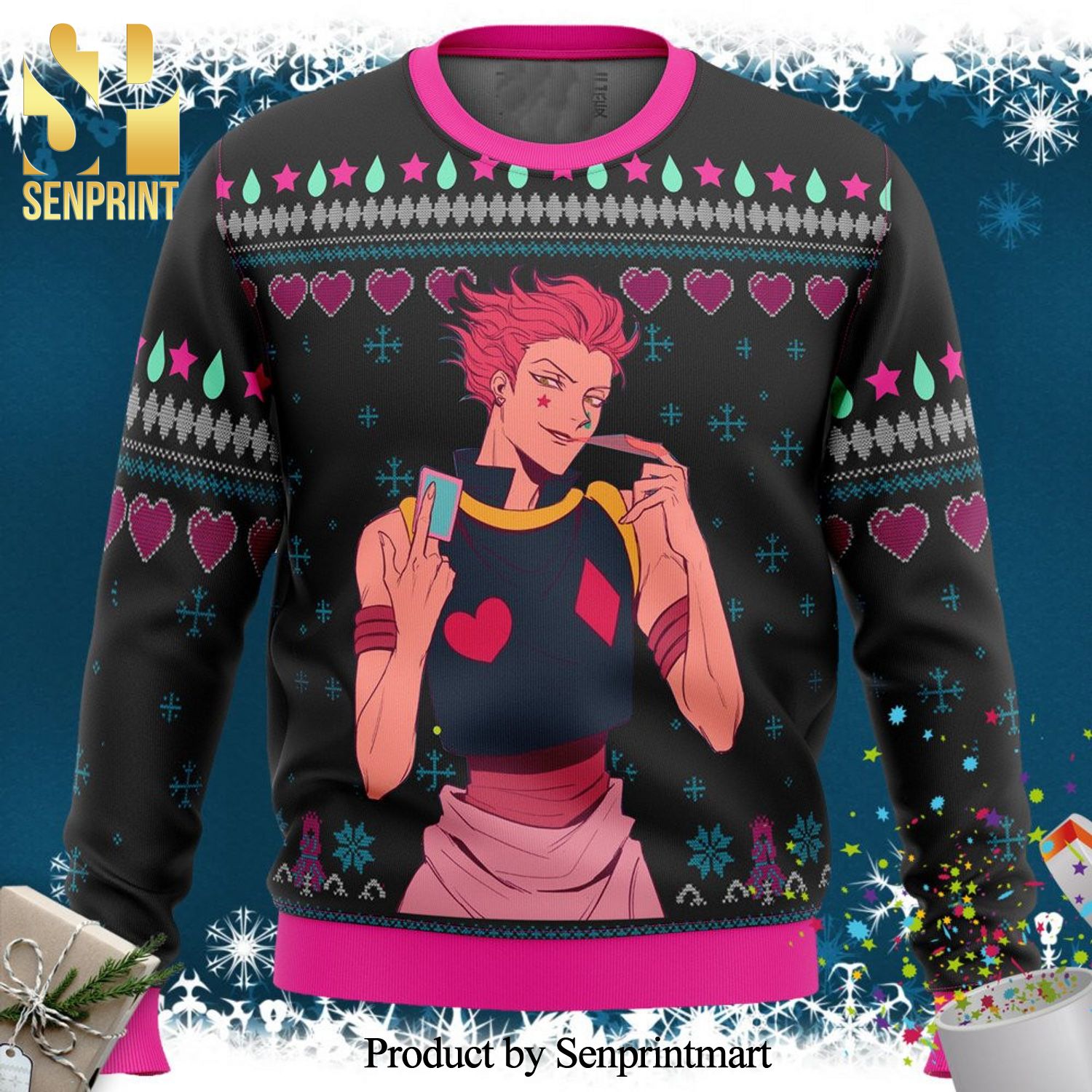 Hisoka Hunter X Hunter Anime Knitted Ugly Christmas Sweater