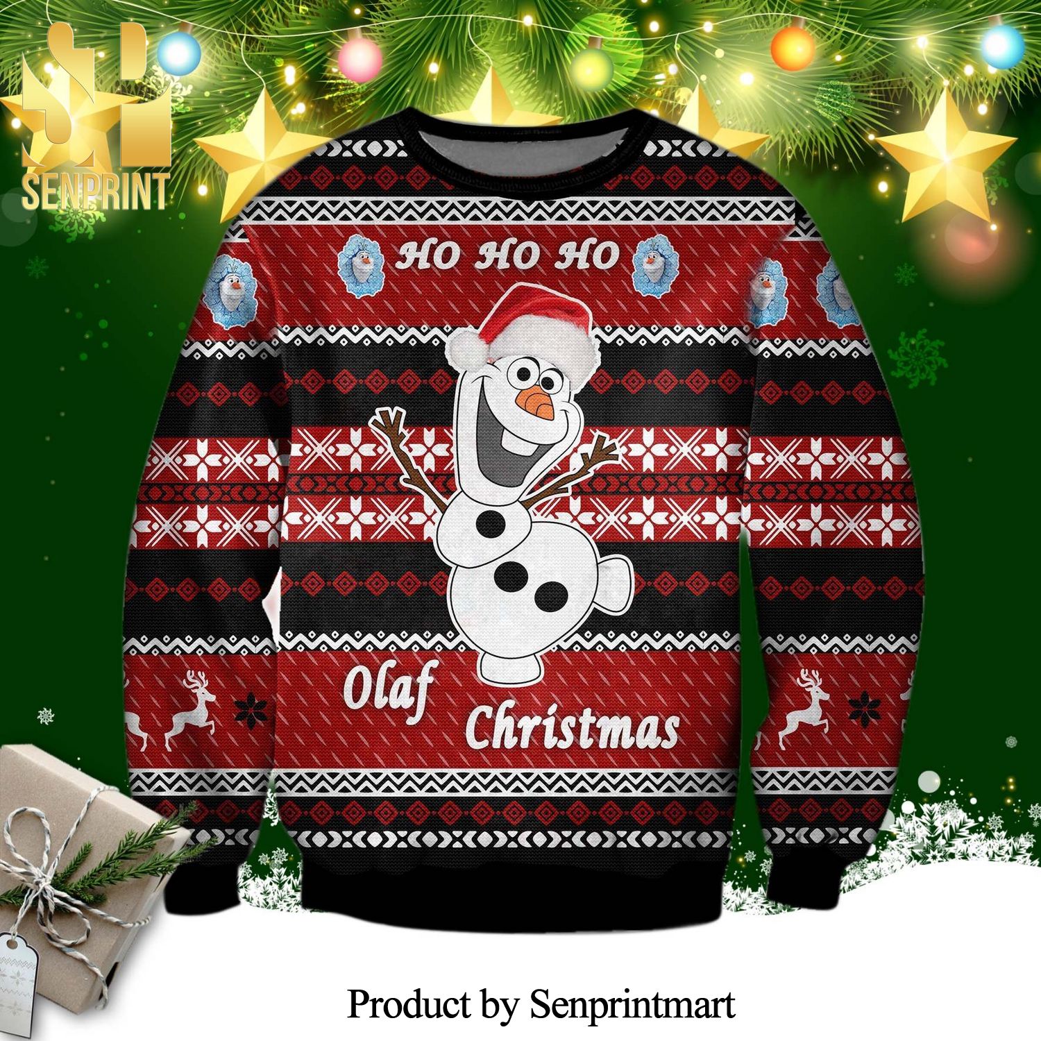 Ho Ho Ho Olaf Frozen Knitted Ugly Christmas Sweater