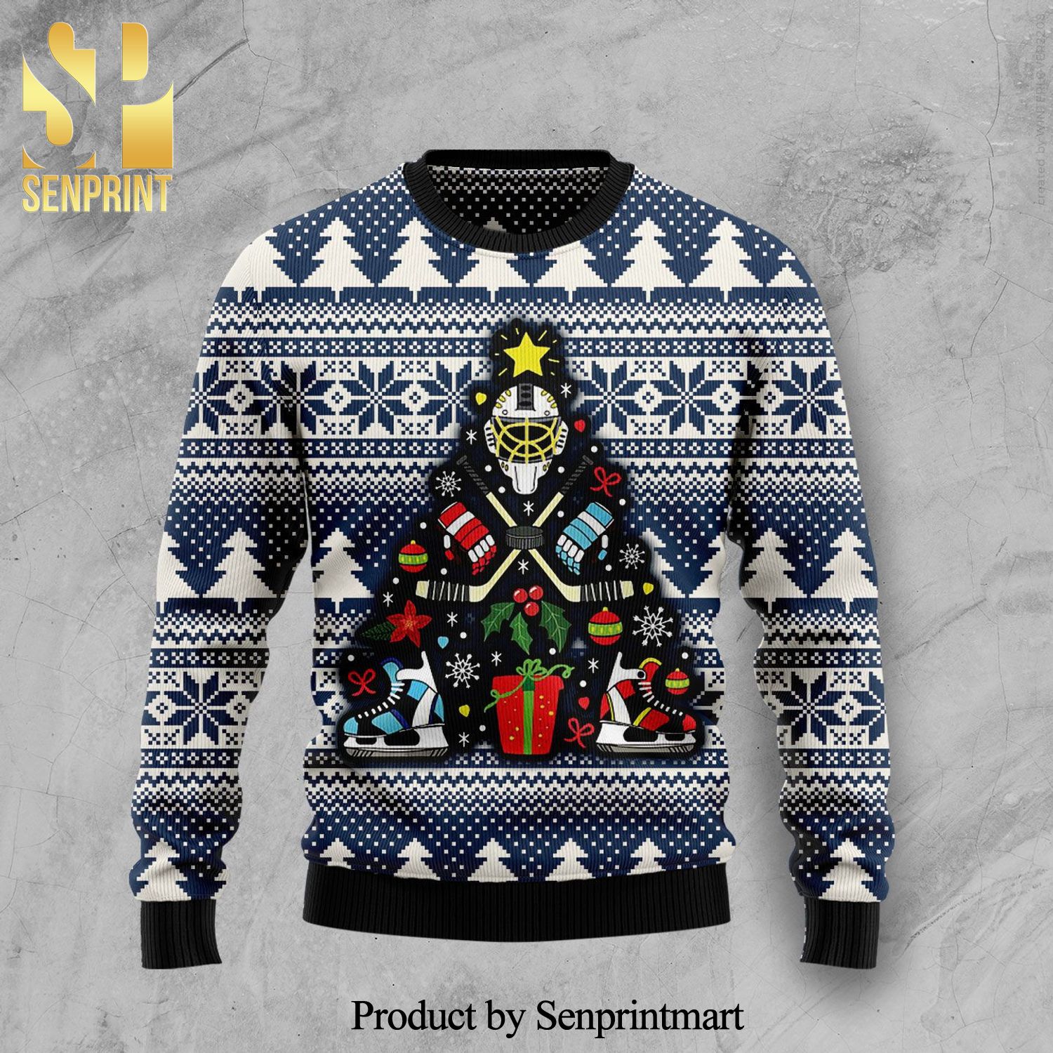 Hockey Knitted Ugly Christmas Sweater