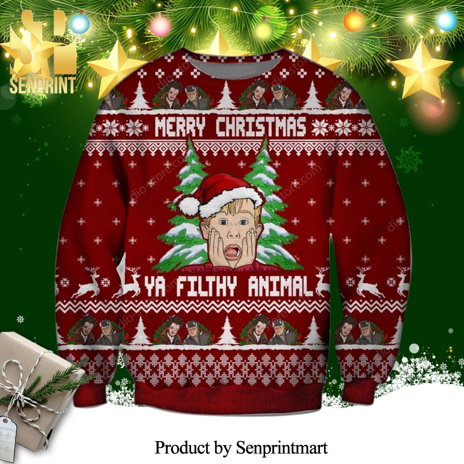 Home Alone Ya Filthy Animal Poster Knitted Ugly Christmas Sweater