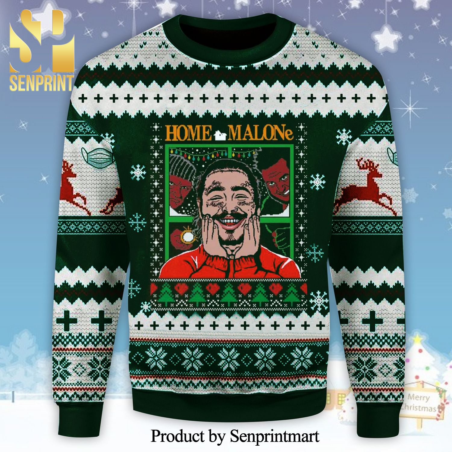 Home Malone Post Malone x Home Alone Knitted Ugly Christmas Sweater