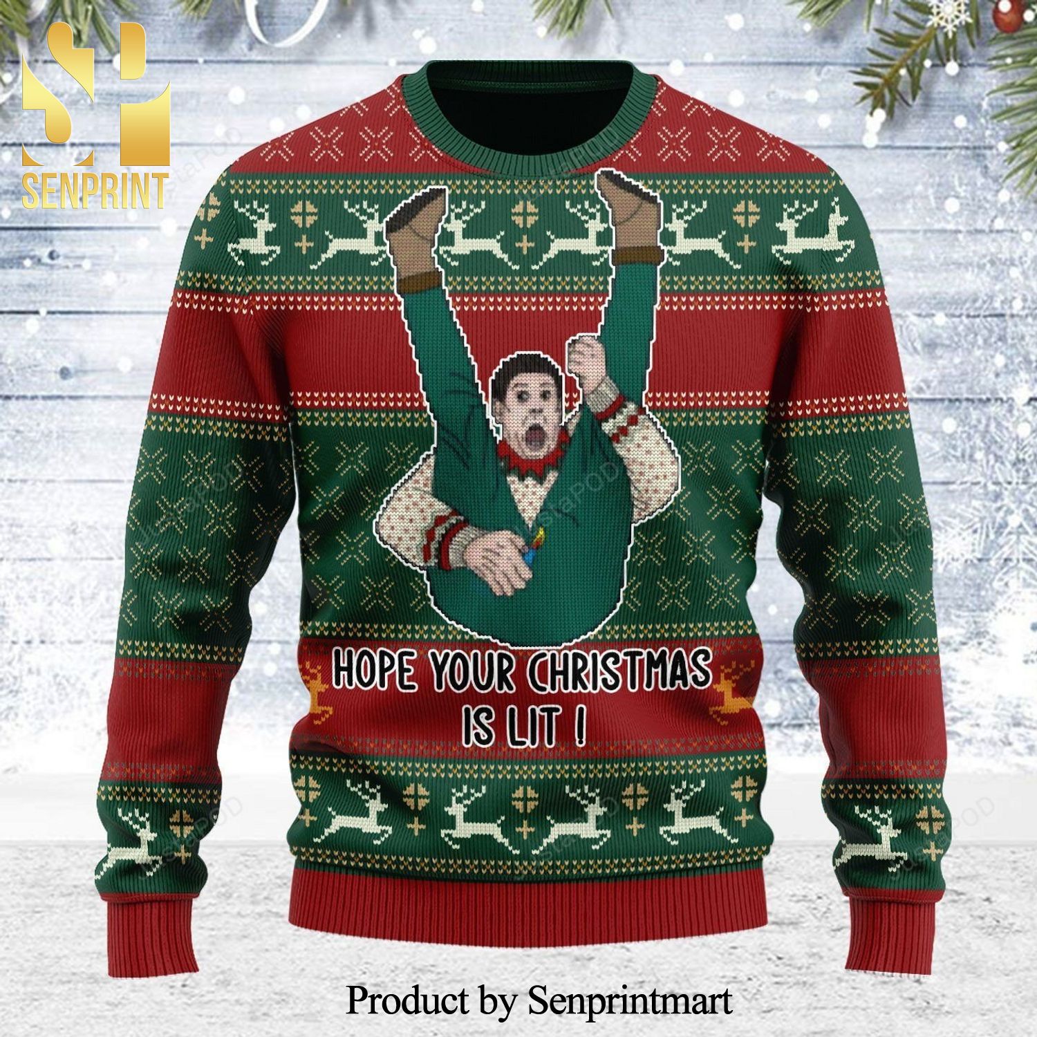 Hope Your Christmas Is Lit Knitted Ugly Christmas Sweater