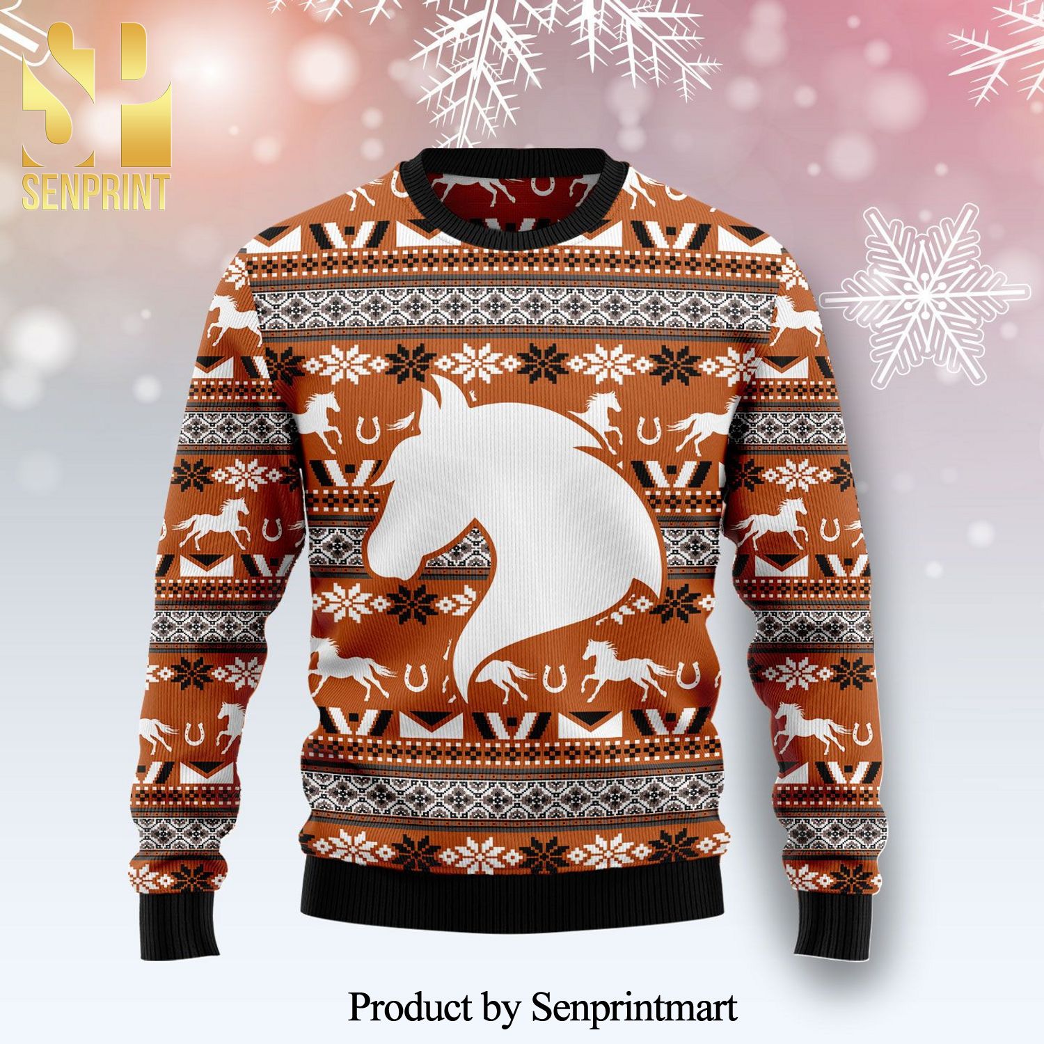 Horse Pattern Knitted Ugly Christmas Sweater