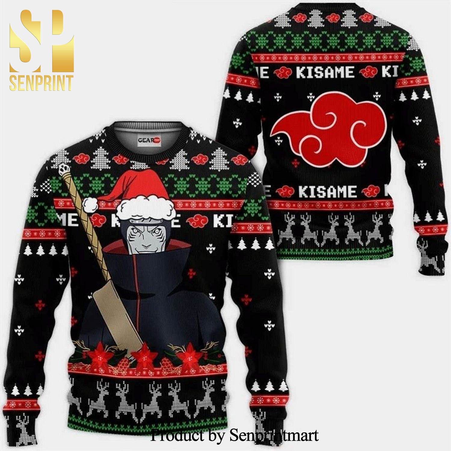 Hoshigaki Kisame Naruto Anime Knitted Ugly Christmas Sweater