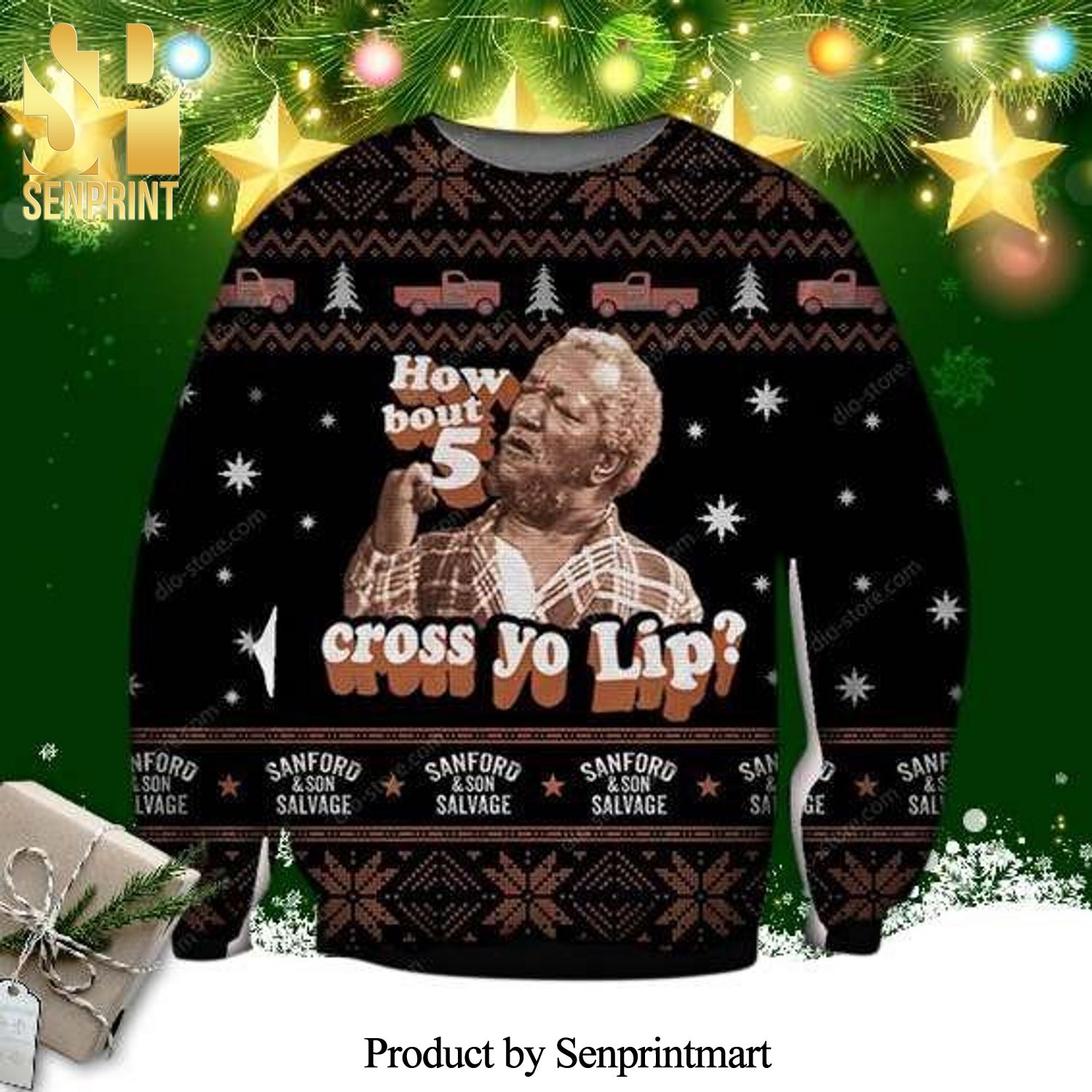 How bout 5 Sanford And Son Sitcom Knitted Ugly Christmas Sweater