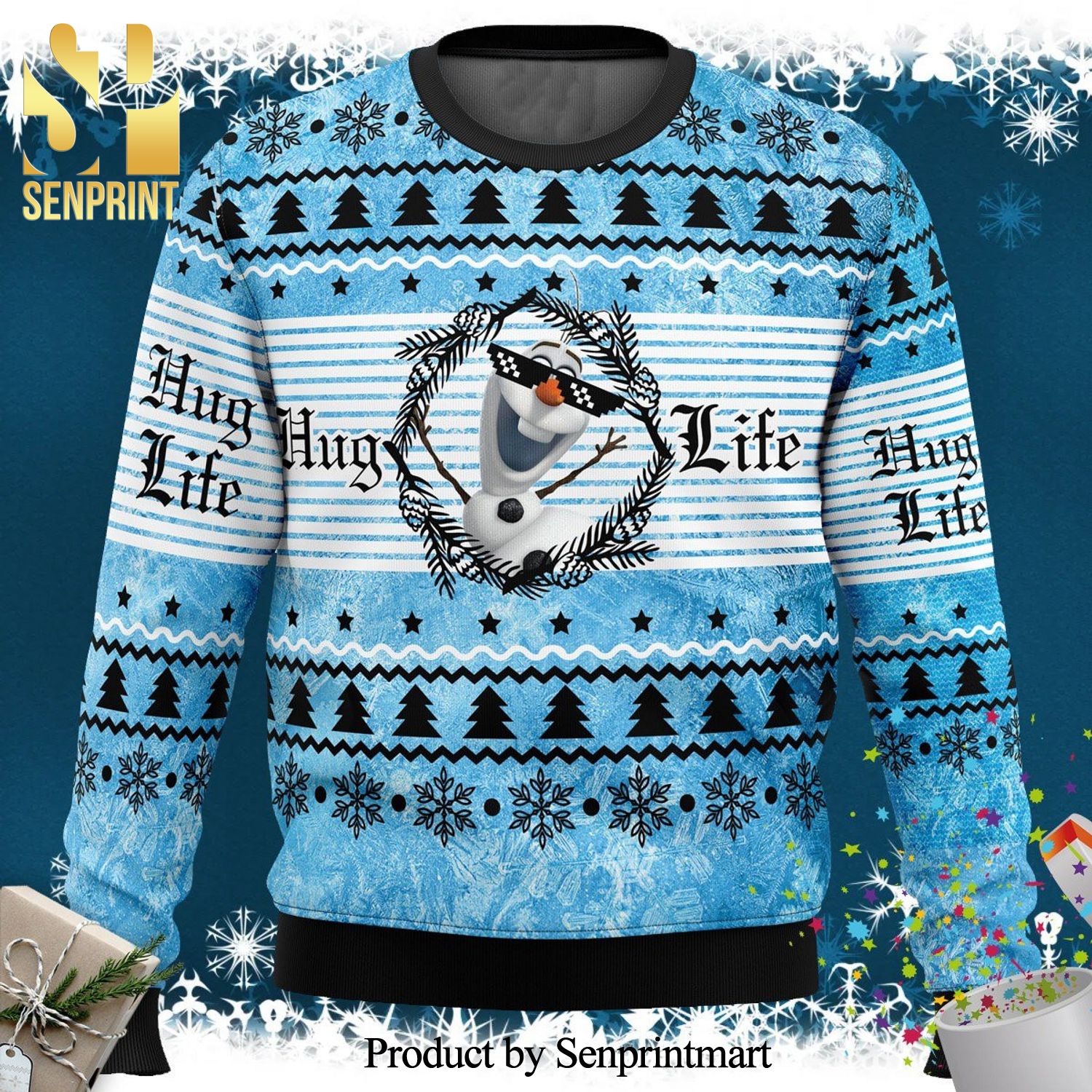 Hug Life Olaf Frozen Knitted Ugly Christmas Sweater