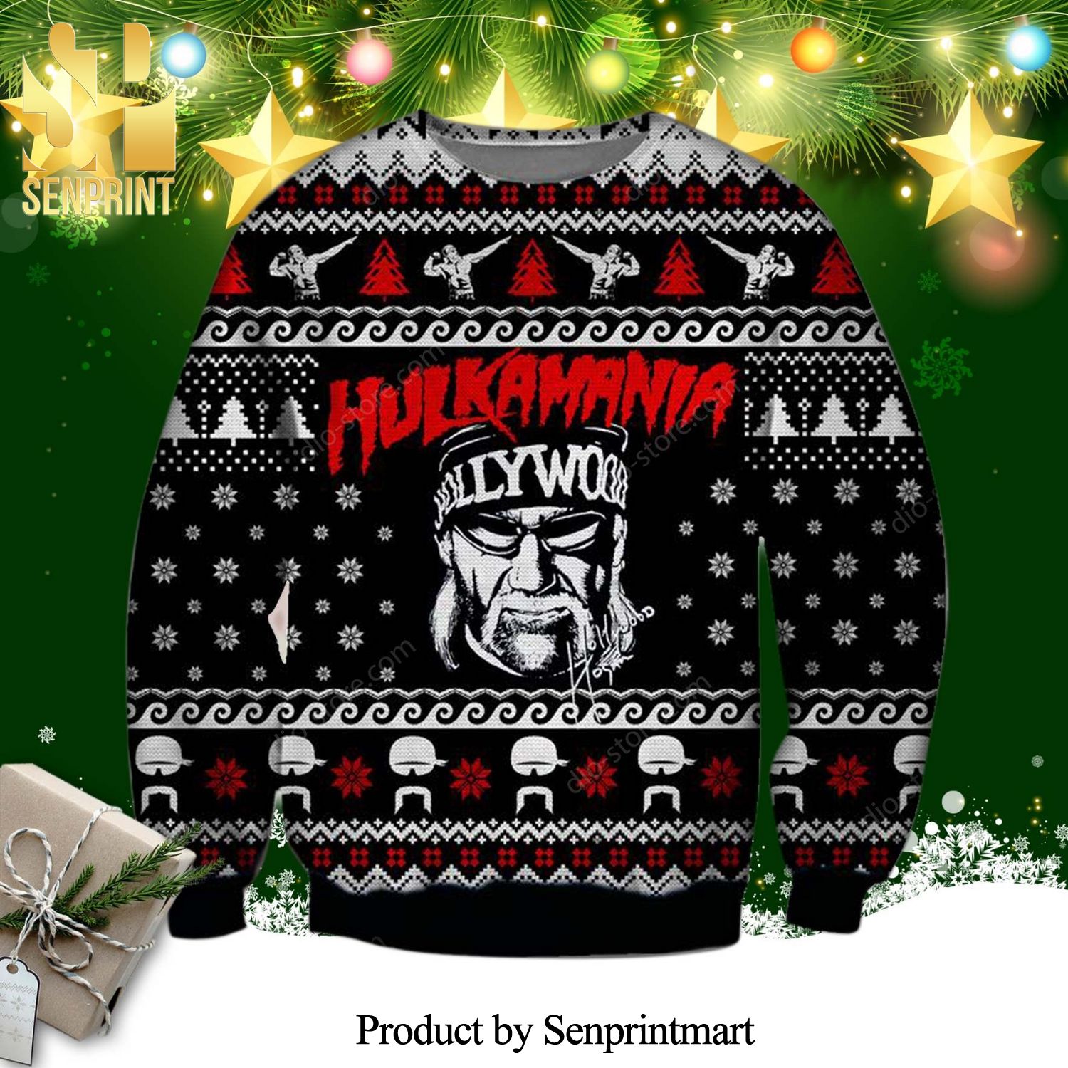 Hulkamania Wrestler Knitted Ugly Christmas Sweater