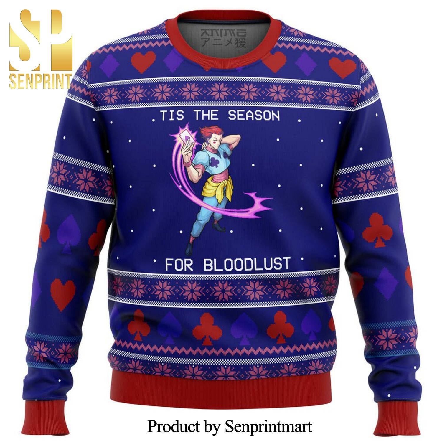 Hunter X Hunter Hisoka Tis The Season For Bloodlust Manga Anime Knitted Ugly Christmas Sweater