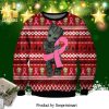 I Aim to Misbehave Survay Says Snowflake Reindeer Pattern Knitted Ugly Christmas Sweater – Black