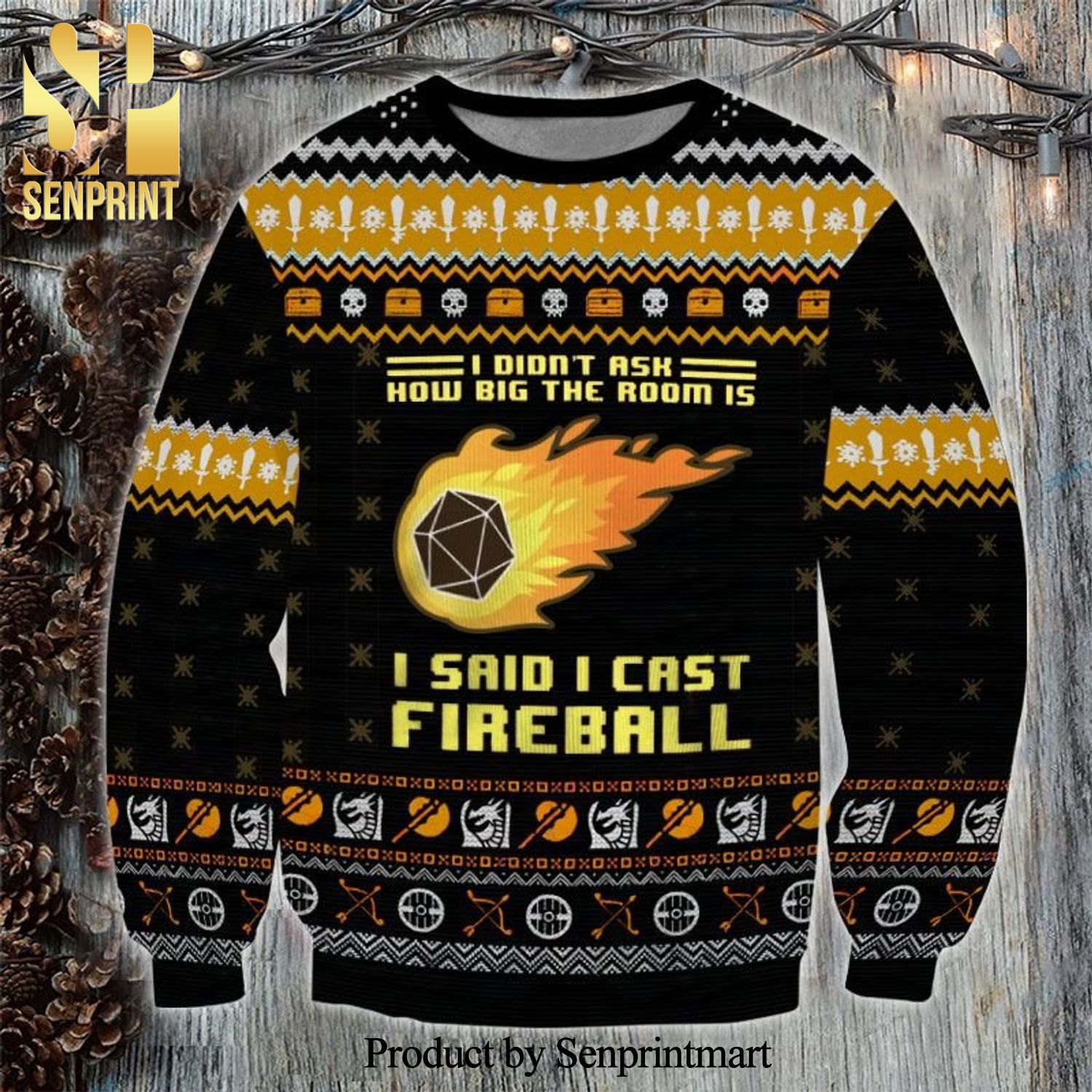 I Didn’t Ask How Big The Room Is I Said I Cast Fireball Knitted Ugly Christmas Sweater