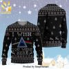 Ice House Logo Christmas Pattern Knitted Ugly Christmas Sweater – White Blue