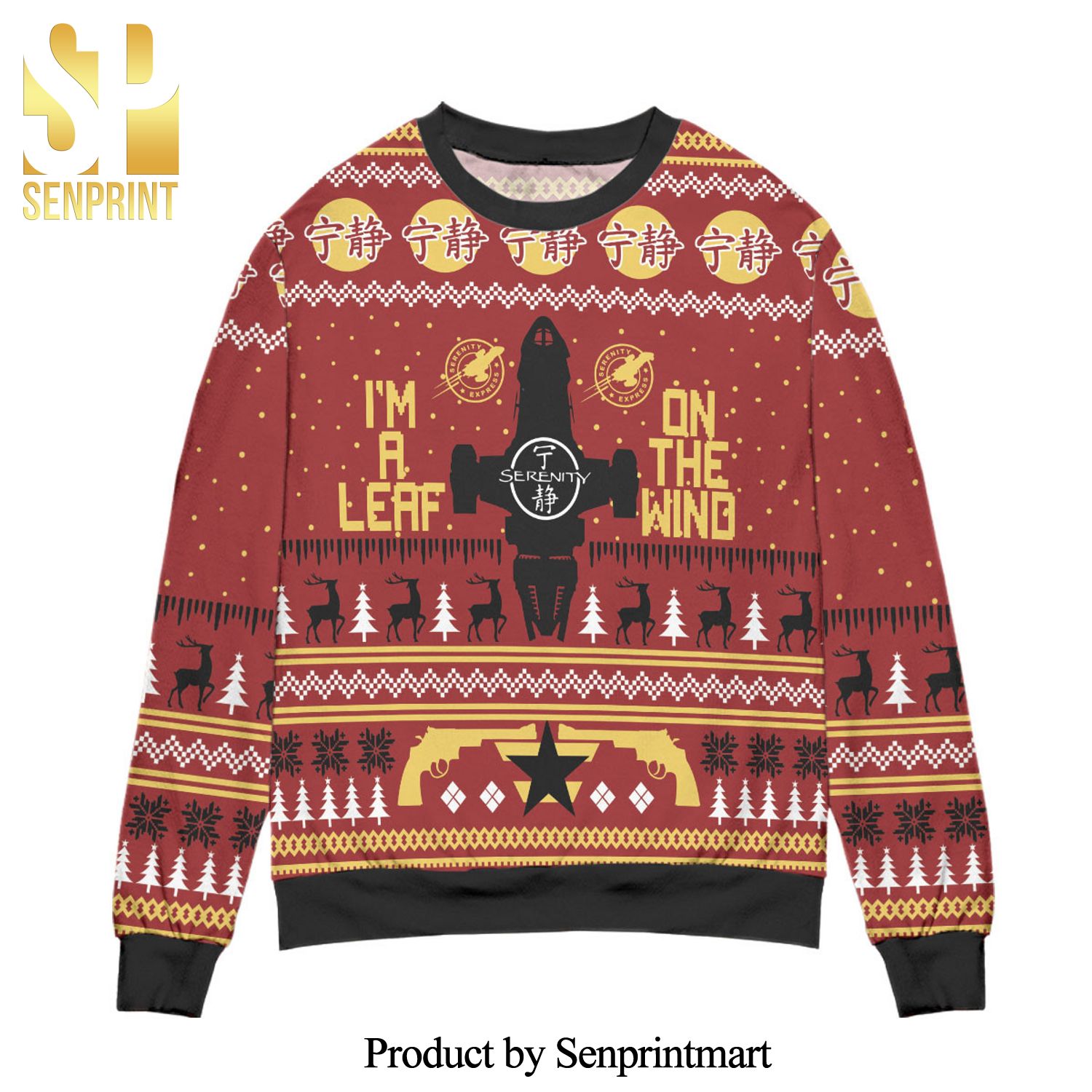 I’m A Leaf On The Wind Serenity Knitted Ugly Christmas Sweater – Red