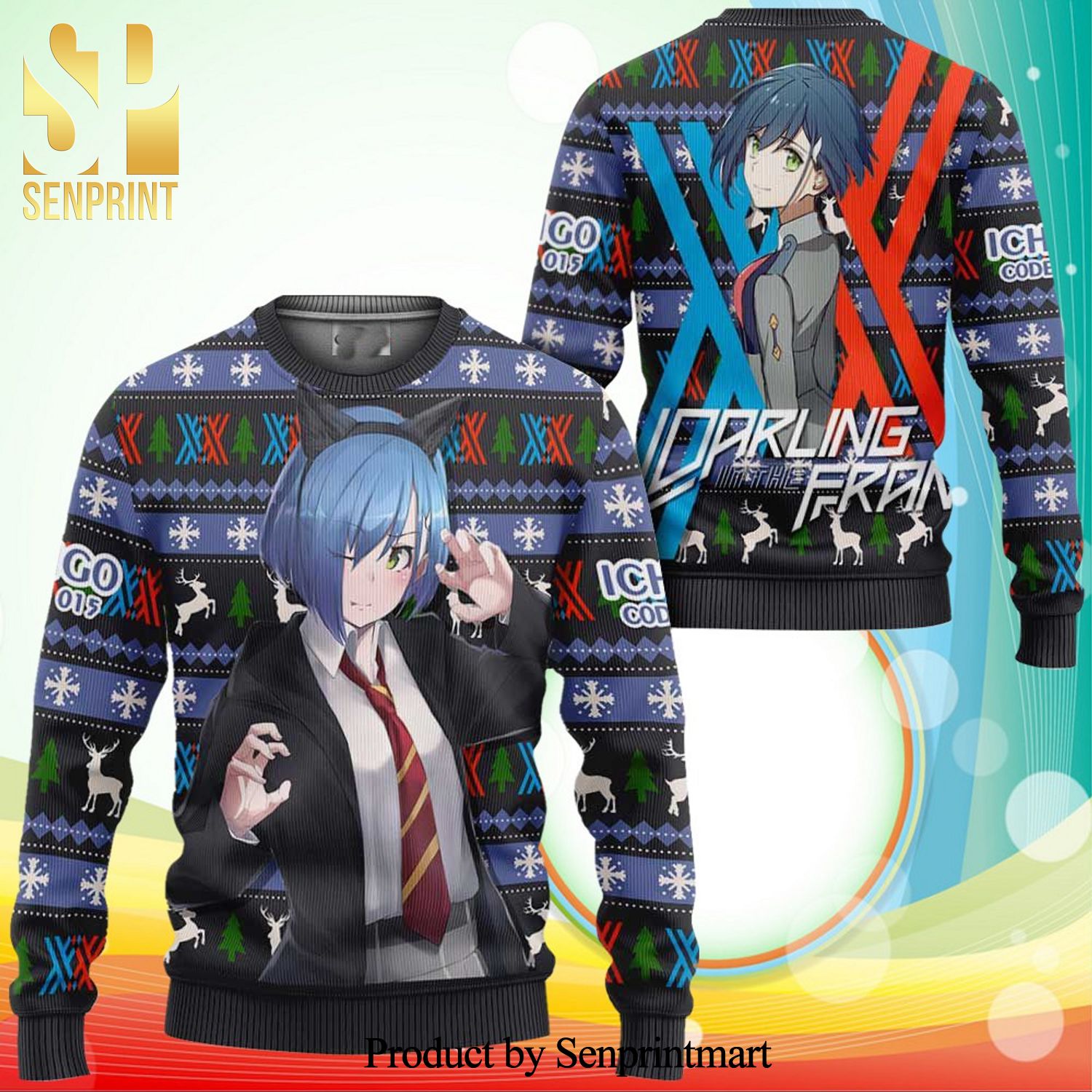 Ichigo Code 015 Anime Darling In The Franxx Knitted Ugly Christmas Sweater