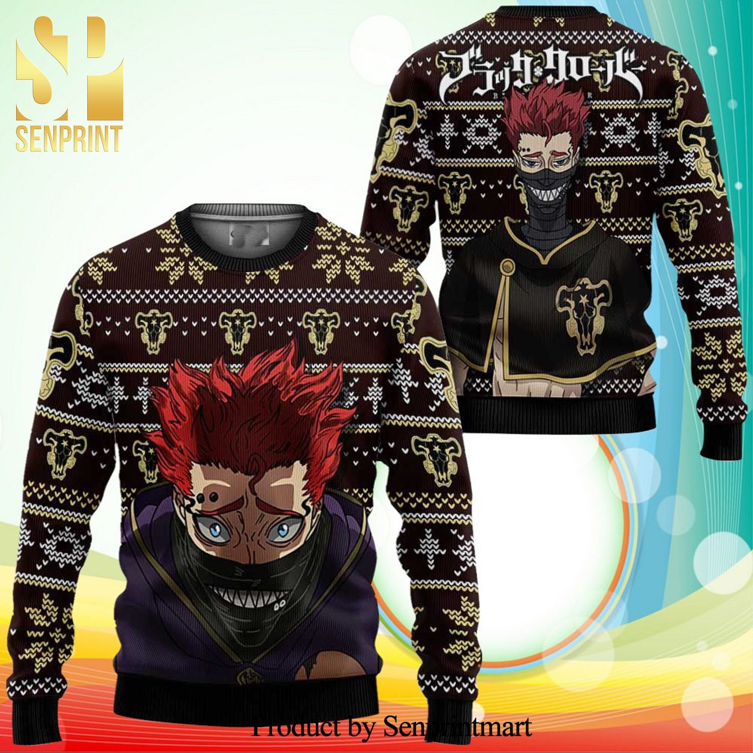 Ideale Zora Black Clover Manga Anime Knitted Ugly Christmas Sweater