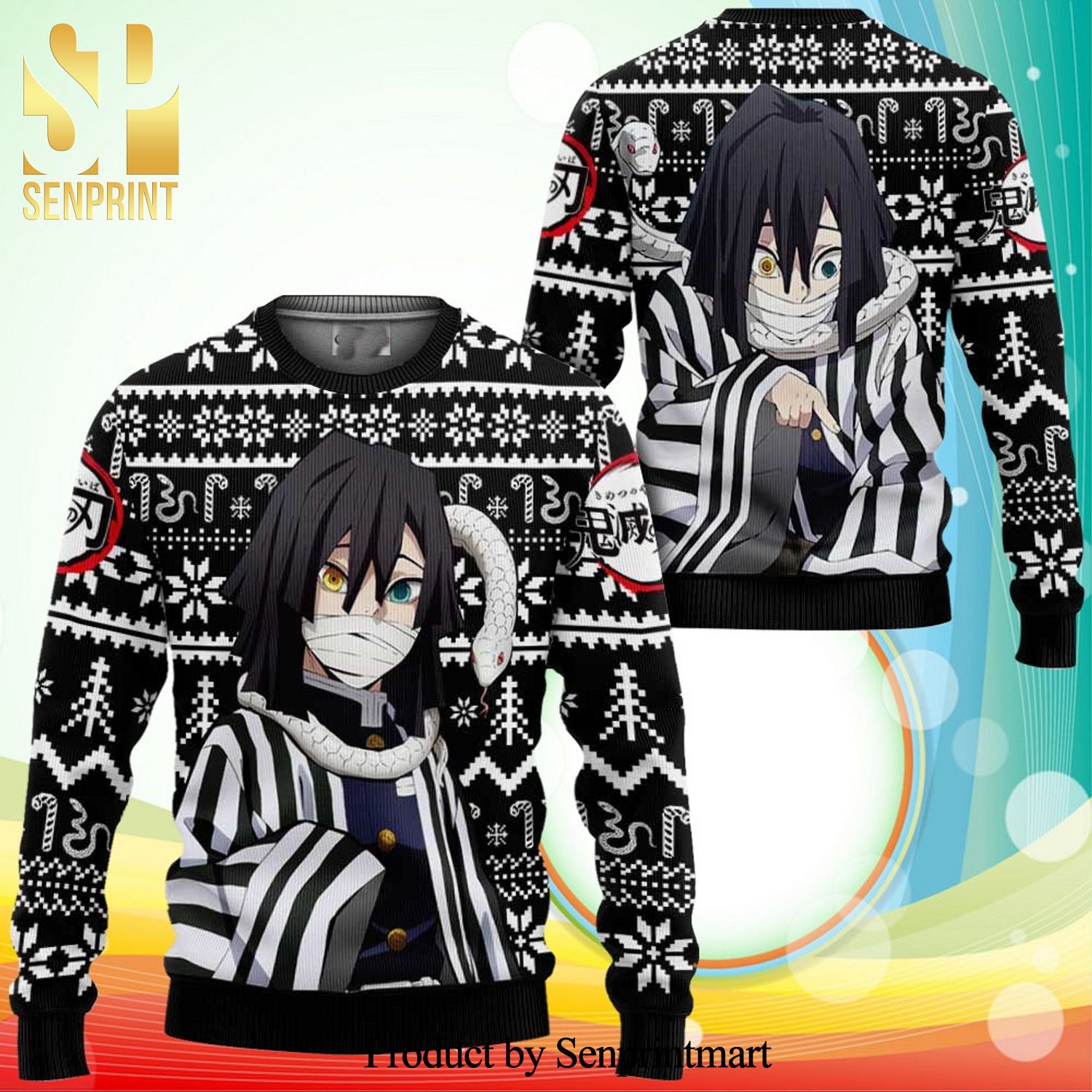 Iguro Obanai Demon Slayer Knitted Ugly Christmas Sweater