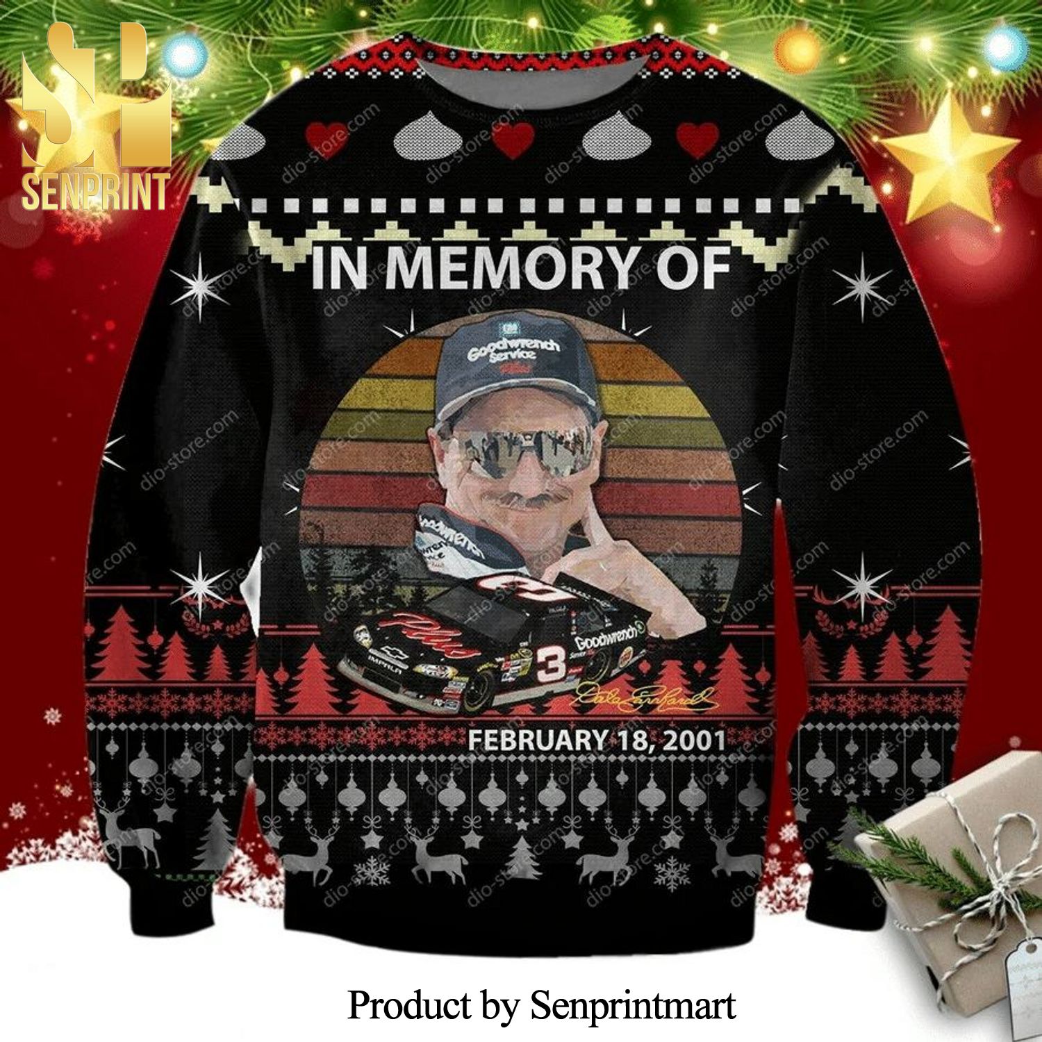 In Memory of Dale Earnhardt Richard Childress Racing Knitted Ugly Christmas Sweater