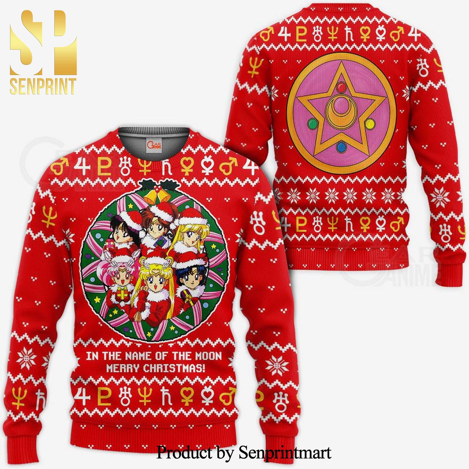 In The Name Of The Moon Sailor Moon Anime Knitted Ugly Christmas Sweater