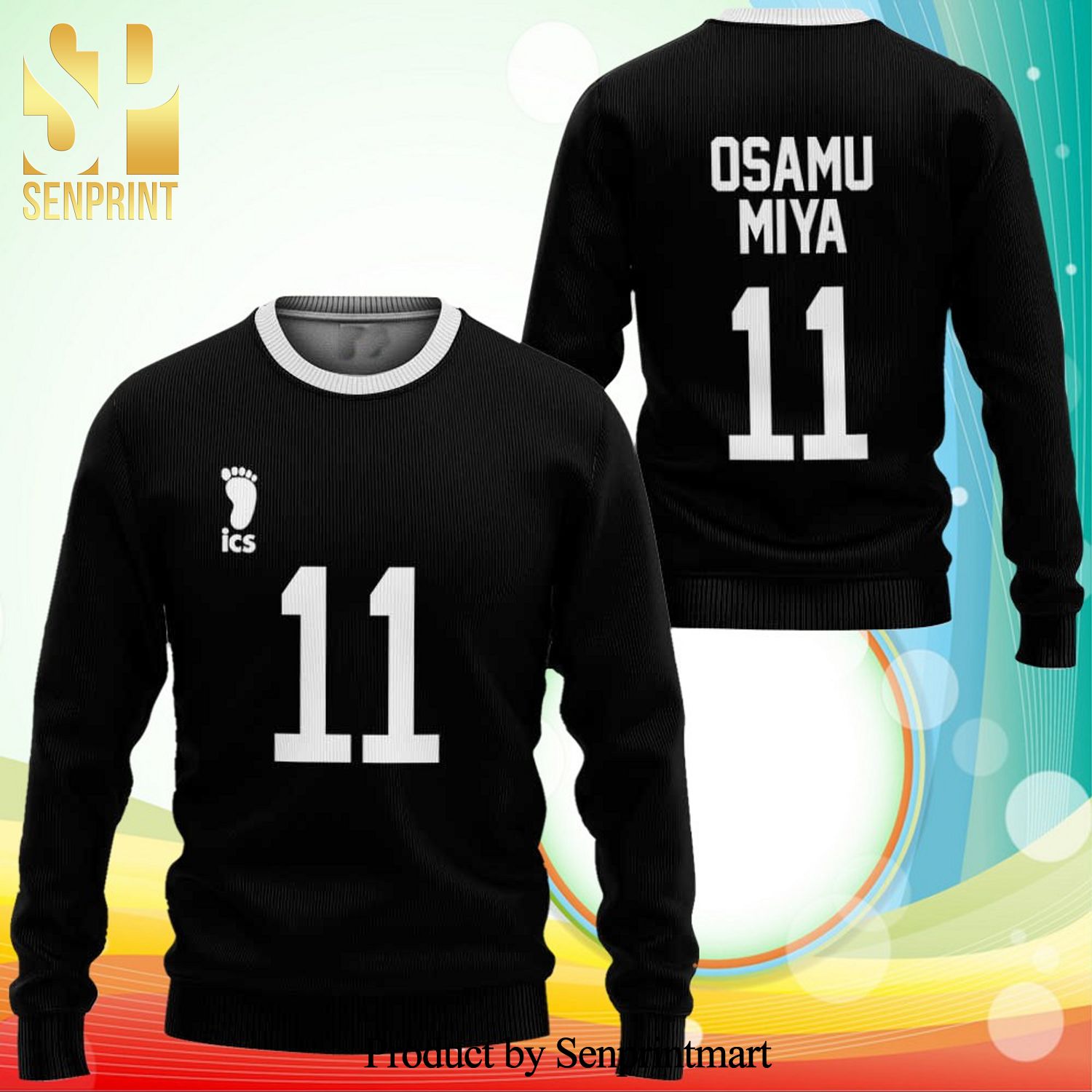 Inarizaki Osamu Miya Uniform Number 11 Haikyuu Manga Anime Knitted Ugly Christmas Sweater