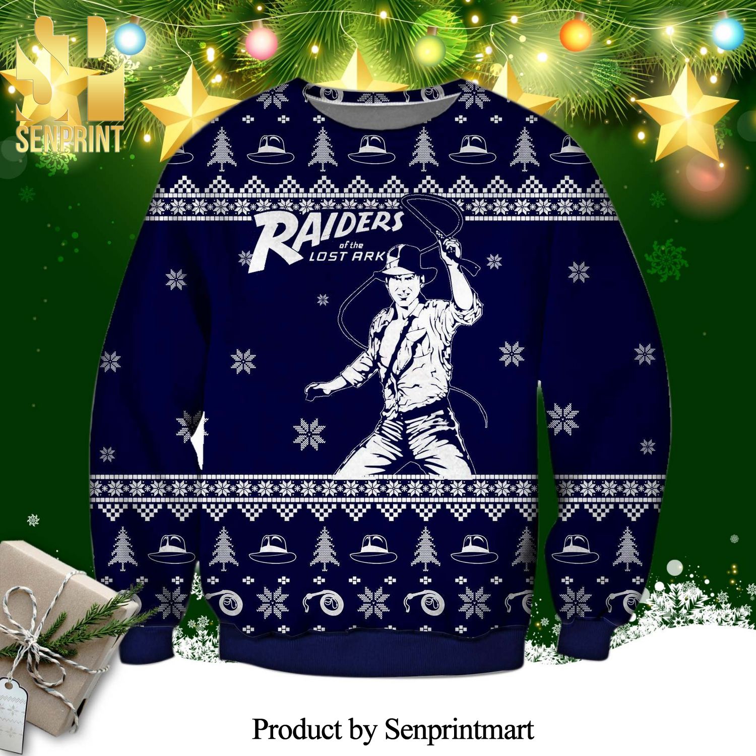 Indiana Jones Raiders Of The Lost Ark Knitted Ugly Christmas Sweater