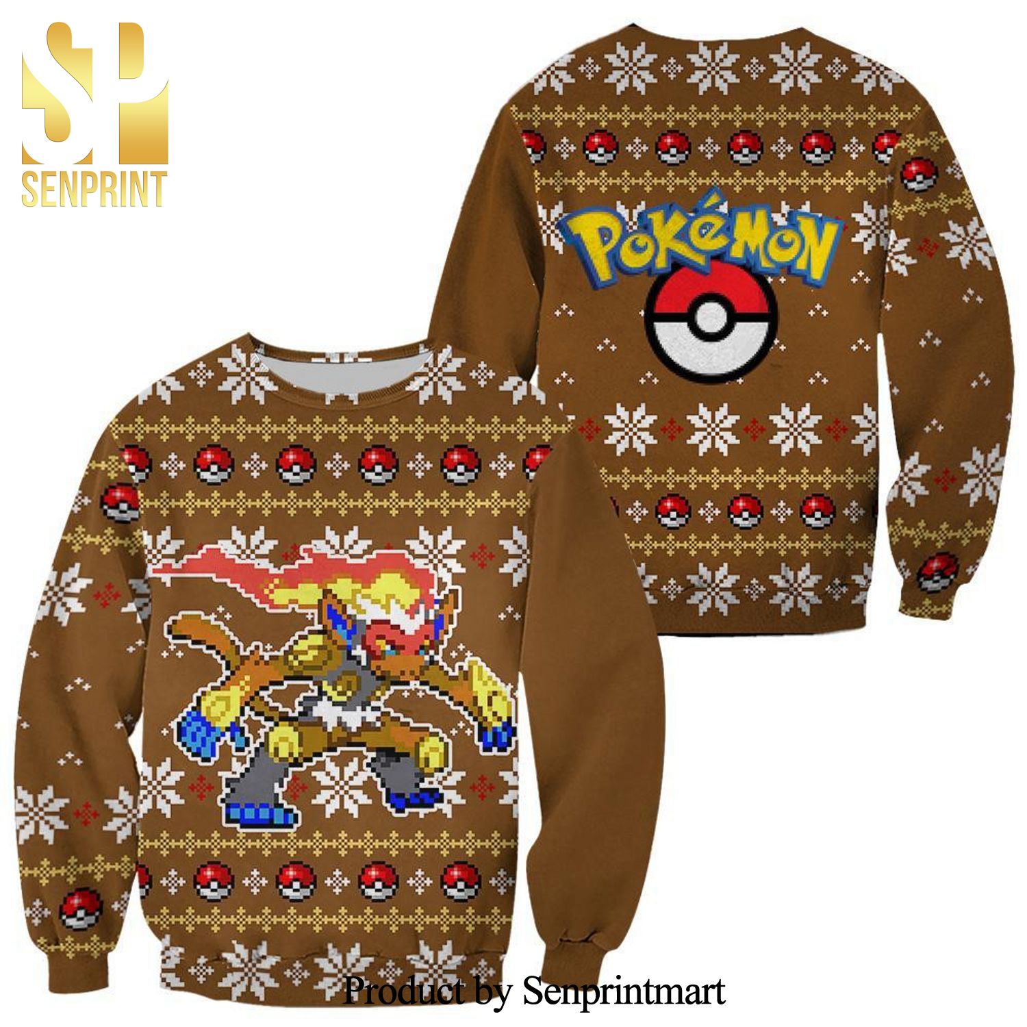 Infernape Pokemon Anime Knitted Ugly Christmas Sweater