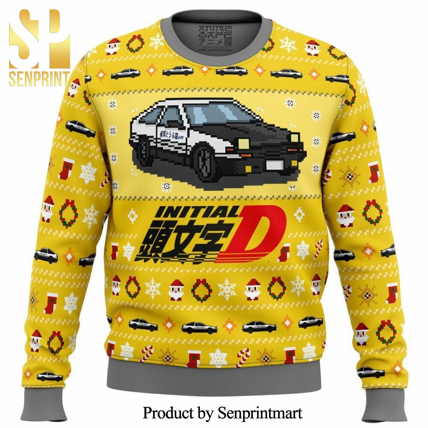 Initial D Classic Toyota Car Manga Anime Knitted Ugly Christmas Sweater