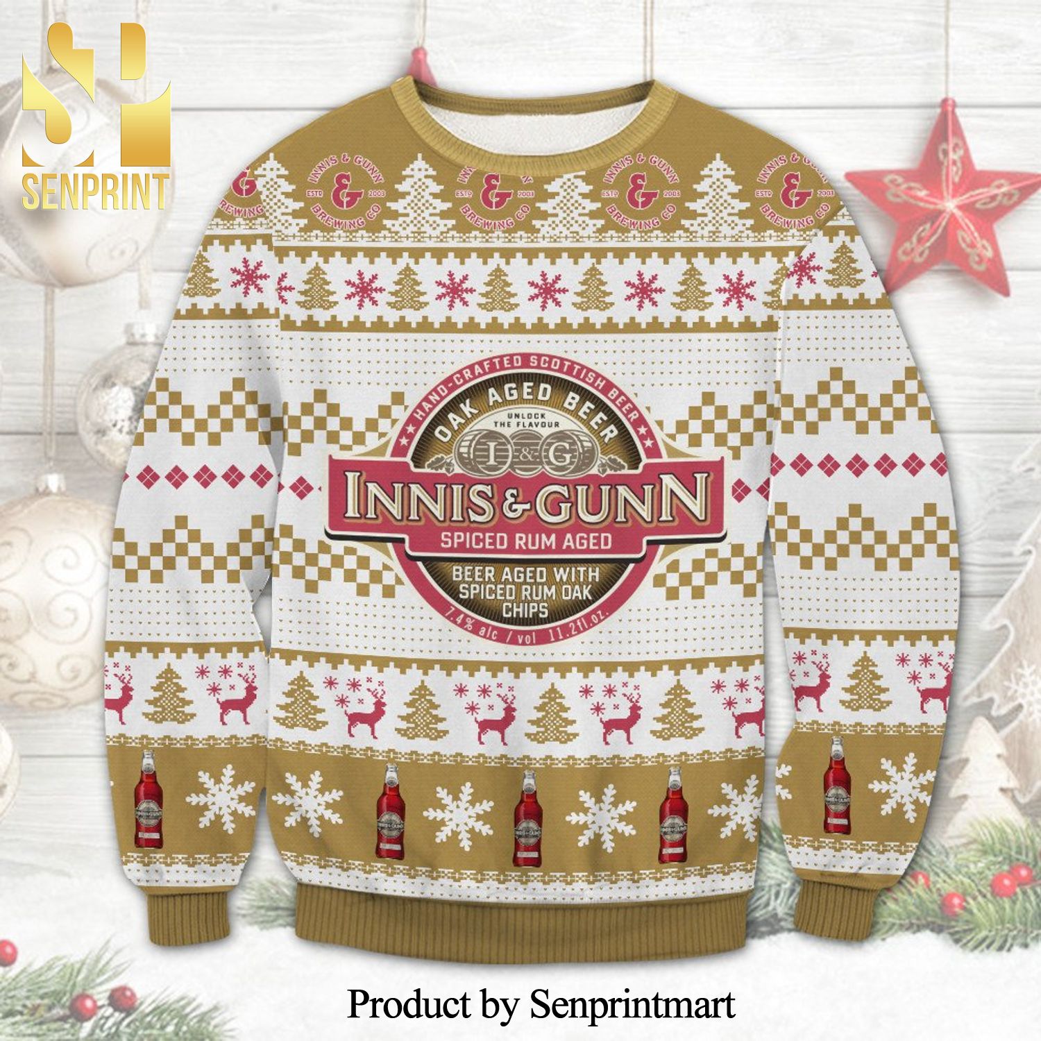 Innis And Gunn The Original Beer Logo Knitted Ugly Christmas Sweater