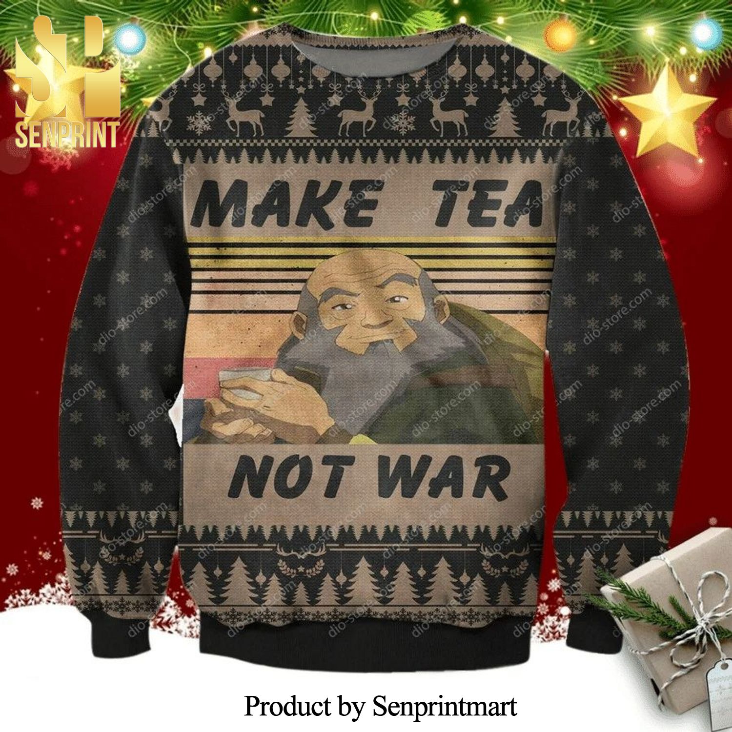 Iroh Make Tea Not War Avatar The Last Airbender Manga Anime Knitted Ugly Christmas Sweater