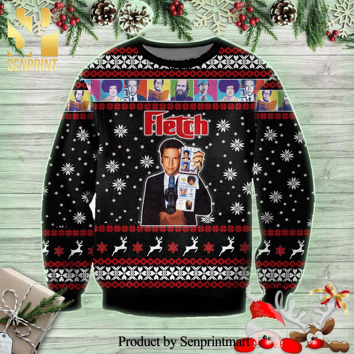 Irwin Fletch Comedy Knitted Ugly Christmas Sweater