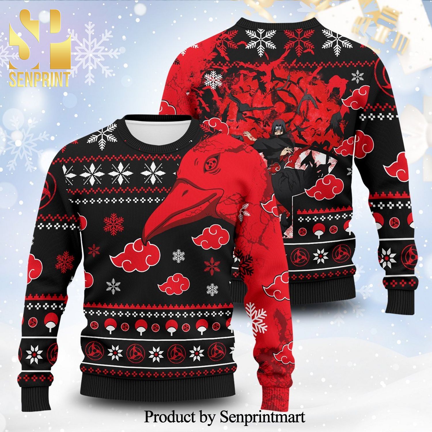 Itachi Uchiha Summoning Crown Naruto Manga Anime Knitted Ugly Christmas Sweater