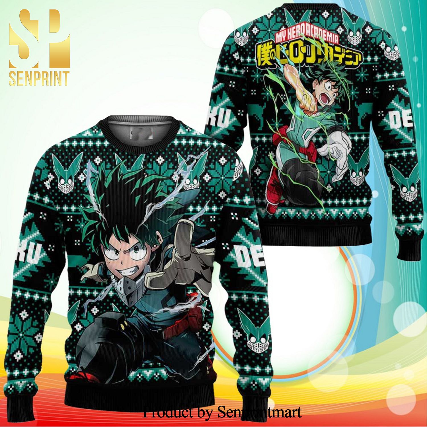 Izuku Midoriya My Hero Academia Anime Manga Knitted Ugly Christmas Sweater